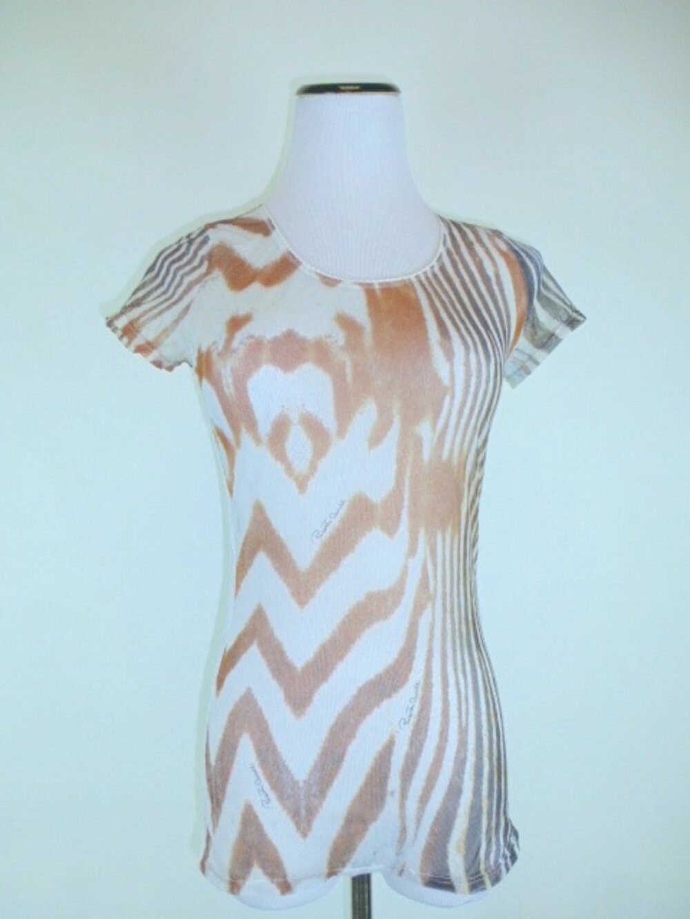 New Roberto Cavalli ITALY MESH animal print TOP LACE M
